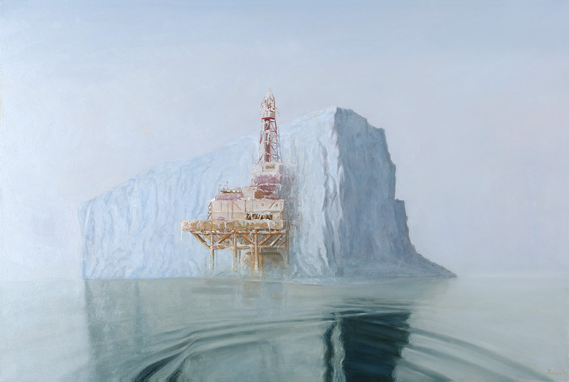 Contemporary Painting, Offshore Iceberg, 36 x 54 oil painting on canvas